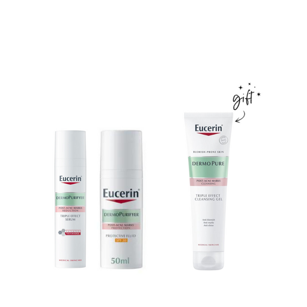 Eucerin DermoPurifyer Serum & Sunscreen + Free Cleanser Bundle