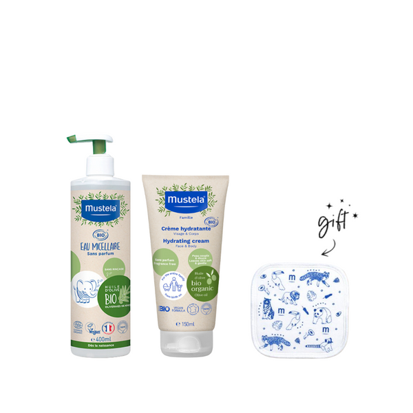 Mustela Certified Organic Cream And Micellar Bundle + Free Wipes