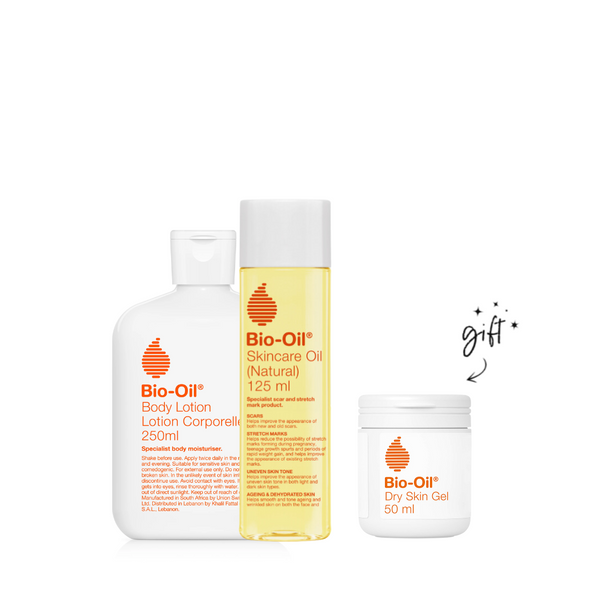 Bio-Oil Body Lotion & Skincare Oil Natural Bundle + Dry Skin Gel Gift