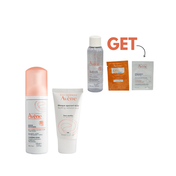 Avene Mattifying Cleanser And Soothing Mask Bundle + Free Gifts