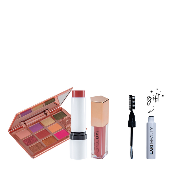 Laki Beauty Blush Eyeshador And Gloss Bundle + Free Brow Sculpt