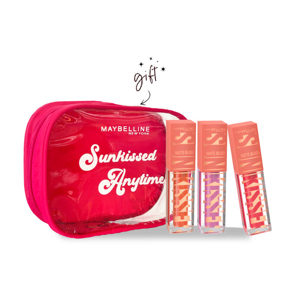 Maybelline Sunkisser Matte Liquid Blush Trio Bundle + Free Pouch
