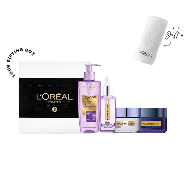 L'Oreal Paris Hyaluron Moisturiser Pack Bundle + Free Gift At 25% Off