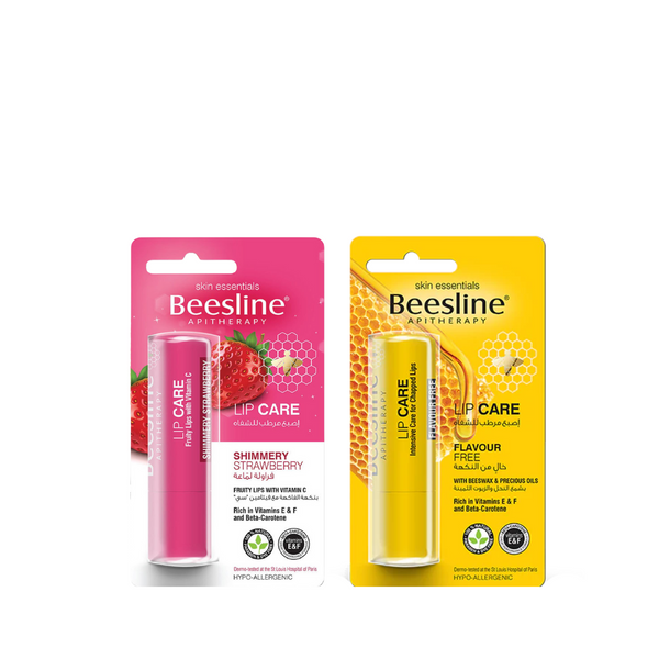 Beesline Lip Care Shimmery Strawberry + Flavour Free Bundle 25% Off