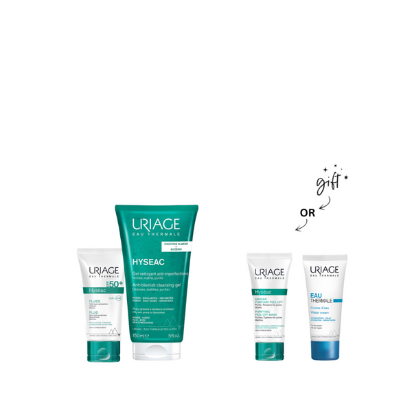 Uriage Hyseac Sunscreen & Cleansing Gel Bundle + Free Gift