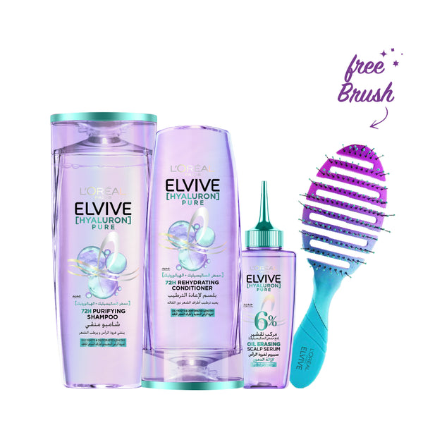 L'Oréal Paris Elvive Hyaluron Pure Full Range Bundle + Free Silicone Brush