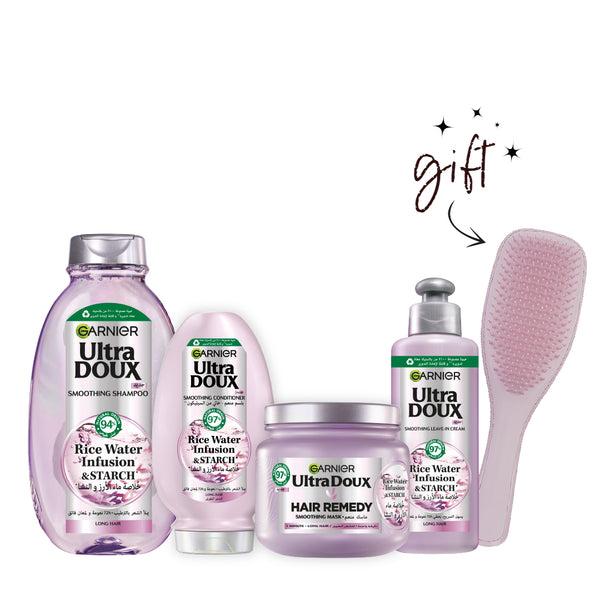 Garnier Ultra Doux Rice Water Full Range Bundle + Free Detangling Brush