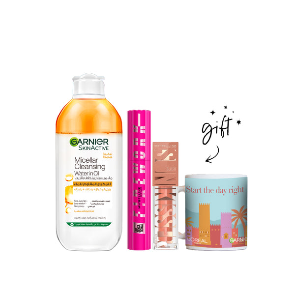 Maybelline Firework & Sunkisser x Garnier Oil Micellar Bundle + Free Mug At 25% Off