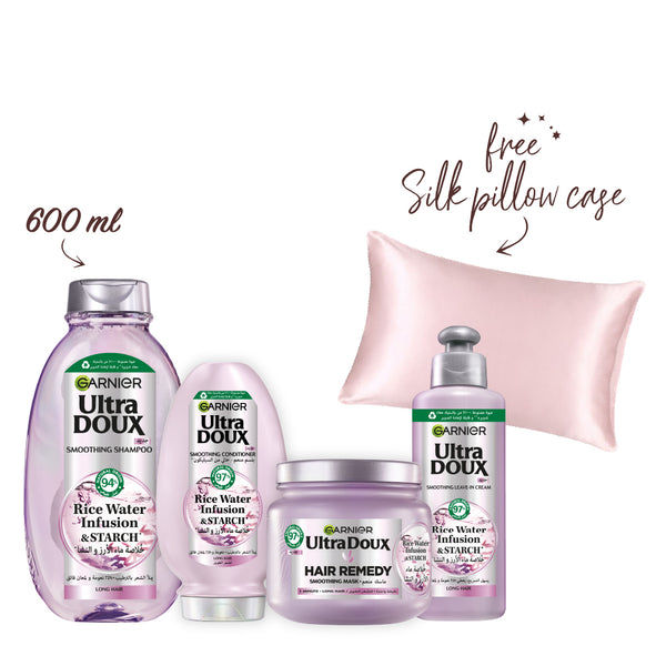 Garnier Ultra Doux Rice Water Full Range Bundle + Free Silk Pillow Case