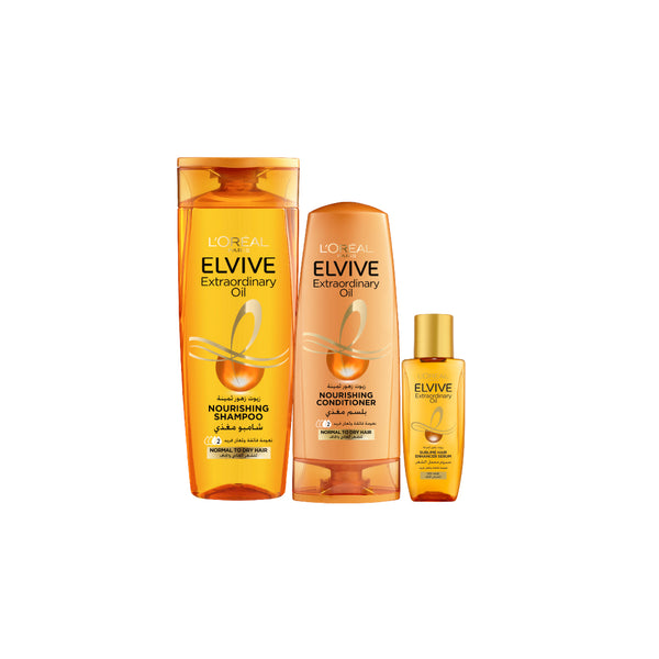 L'Oreal Paris Elvive Exoil Shampoo And Conditioner + Free Hair Oil Bundle At 15% Off