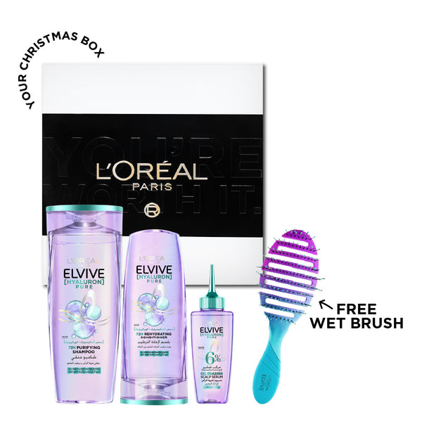 L'Oréal Paris Elvive Hyaluron Pure Full Range Bundle At 15% Off + Free Brush & Gifting Box