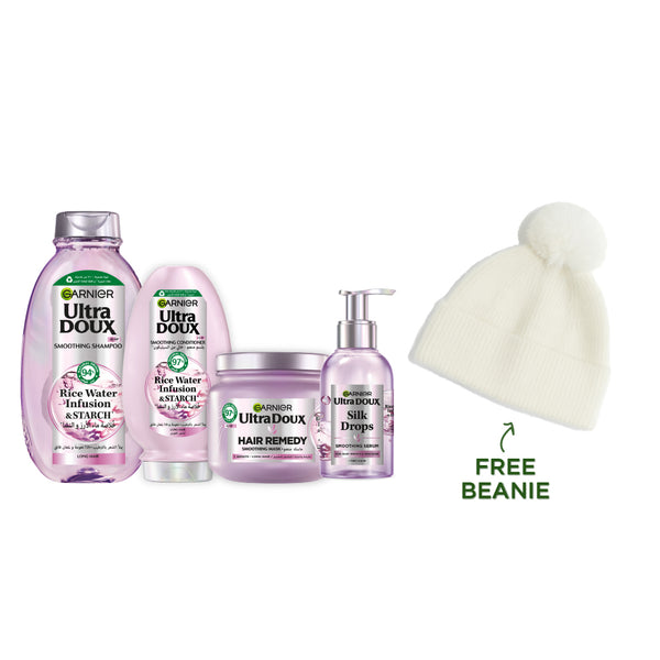 Garnier Ultra Doux Rice Water Essentials Bundle + Free Beanie At 15% Off