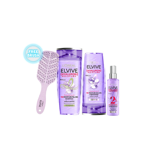 L'Oréal Paris Elvive Hyaluron Moisture Basics Bundle At 20% Off + Free Brush