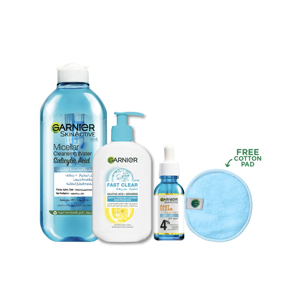 Garnier Fast Clear Full Routine Bundle + Free Cotton Pads At 20% Off