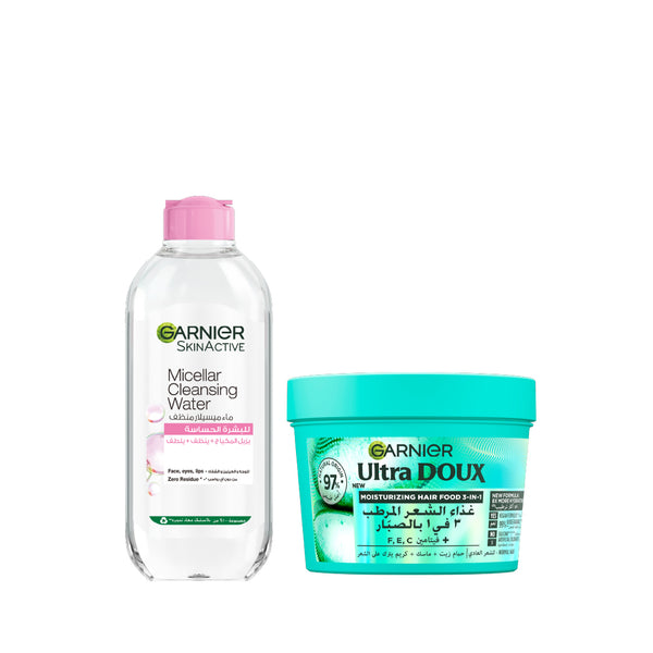 Garnier Micellar Water & Hair Food Mask Bundle At 15% Off