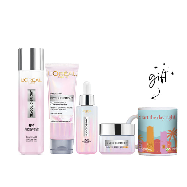 L'Oréal Glycolic Instant Glow Bundle + Free Mug At 25% Off