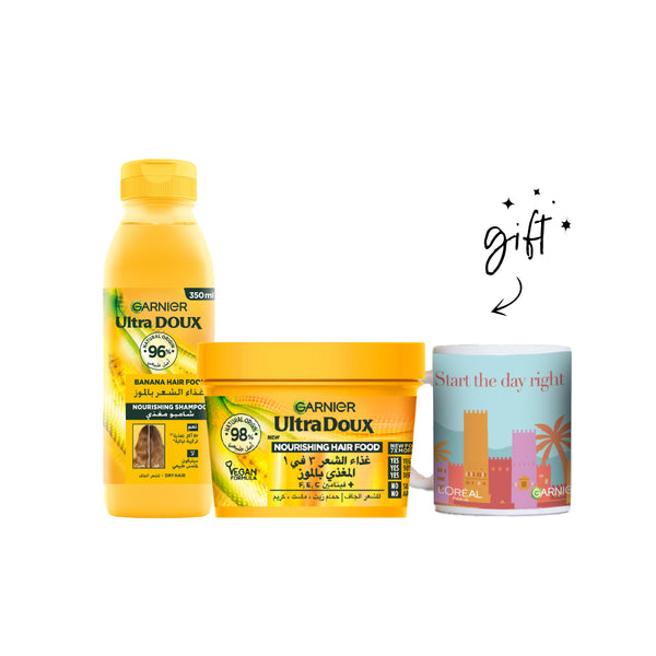 Garnier Ultra Doux Hair Food Shampoo & Mask Bundle + Free Mug At 15% Off