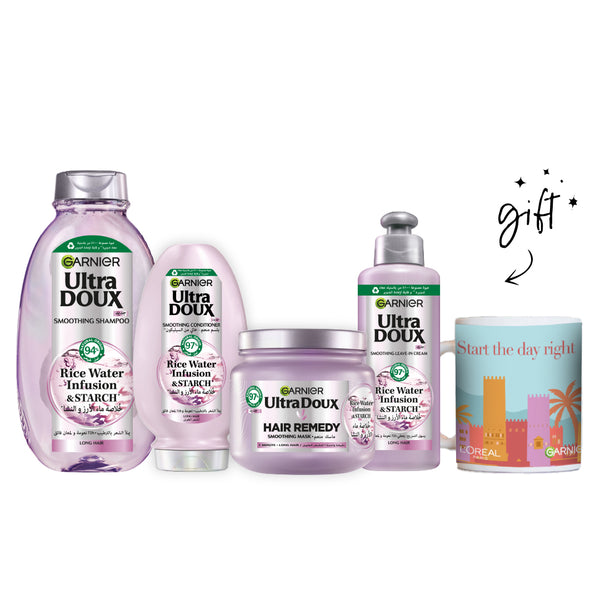 Garnier Ultra Doux Rice Water Full Range Bundle + Free Mug