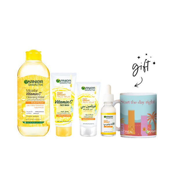 Garnier Fast Bright Day Time Routine Bundle + Free Mug At 20% Off