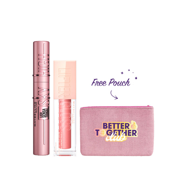 Maybelline Lifter Lip Gloss x Mascara Bundle 15% Off + Free Pouch