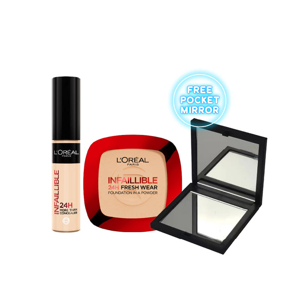 L'Oréal Paris Infaillible Essentials Bundle + Free Mirror At 25% Off