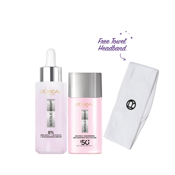 L’Oréal Paris Glycolic Bright Sunscreen & Serum Bundle + Free Headband