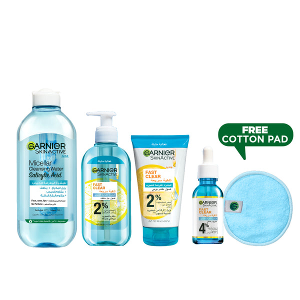 Garnier Fast Clear Full Routine Bundle + Free Cotton Pad At 20% Off