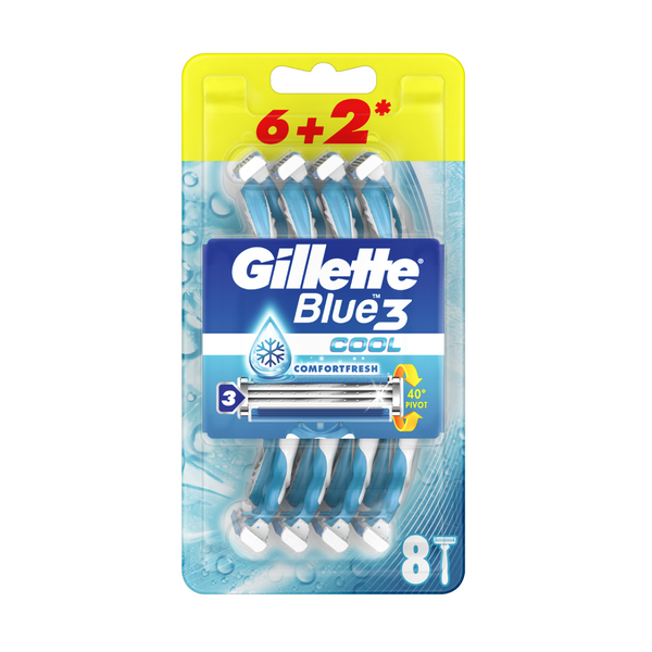 Gillette Blue 3 Cool Razors (6 + 2 Free)