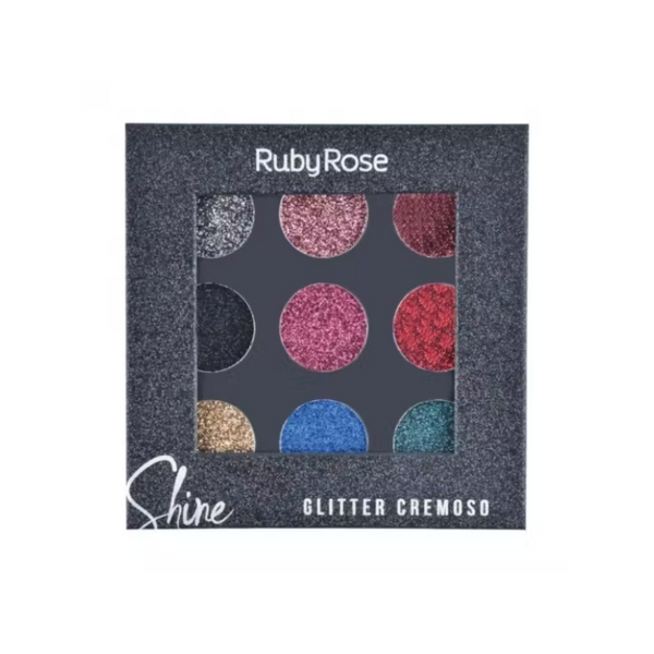 Ruby Rose Glitter Cream Eyeshadow Palette -Black