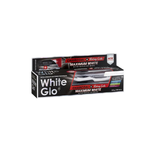 White Glo Charcoal Maximum White Toothpaste Set 100ml